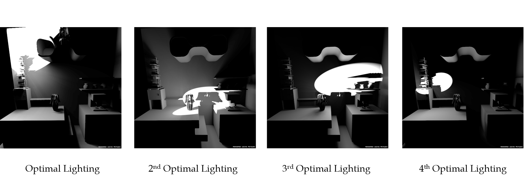  Using our adaptive lighting algorithm, we are able to identify various optimal lighting patches to illuminate for a complex LOS geometry 